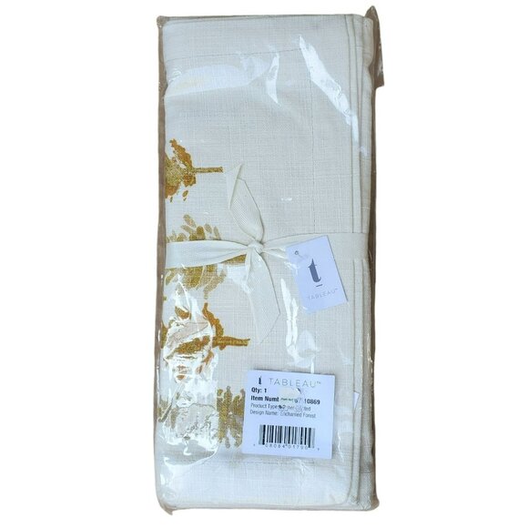 New Holiday Forest Table Runner Linen Christmas Gold Tree Glitter Tableau 14x72 - Picture 7 of 7